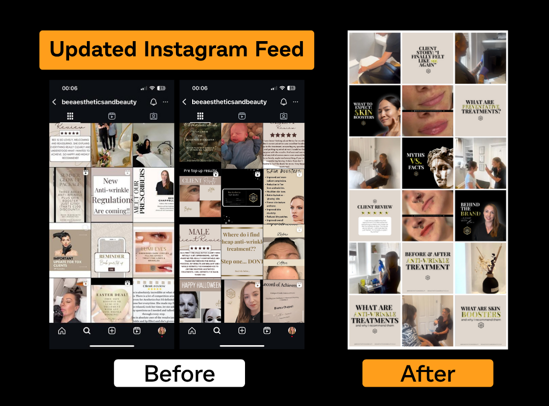 Bee Aesthetics before and after Instagram feed
