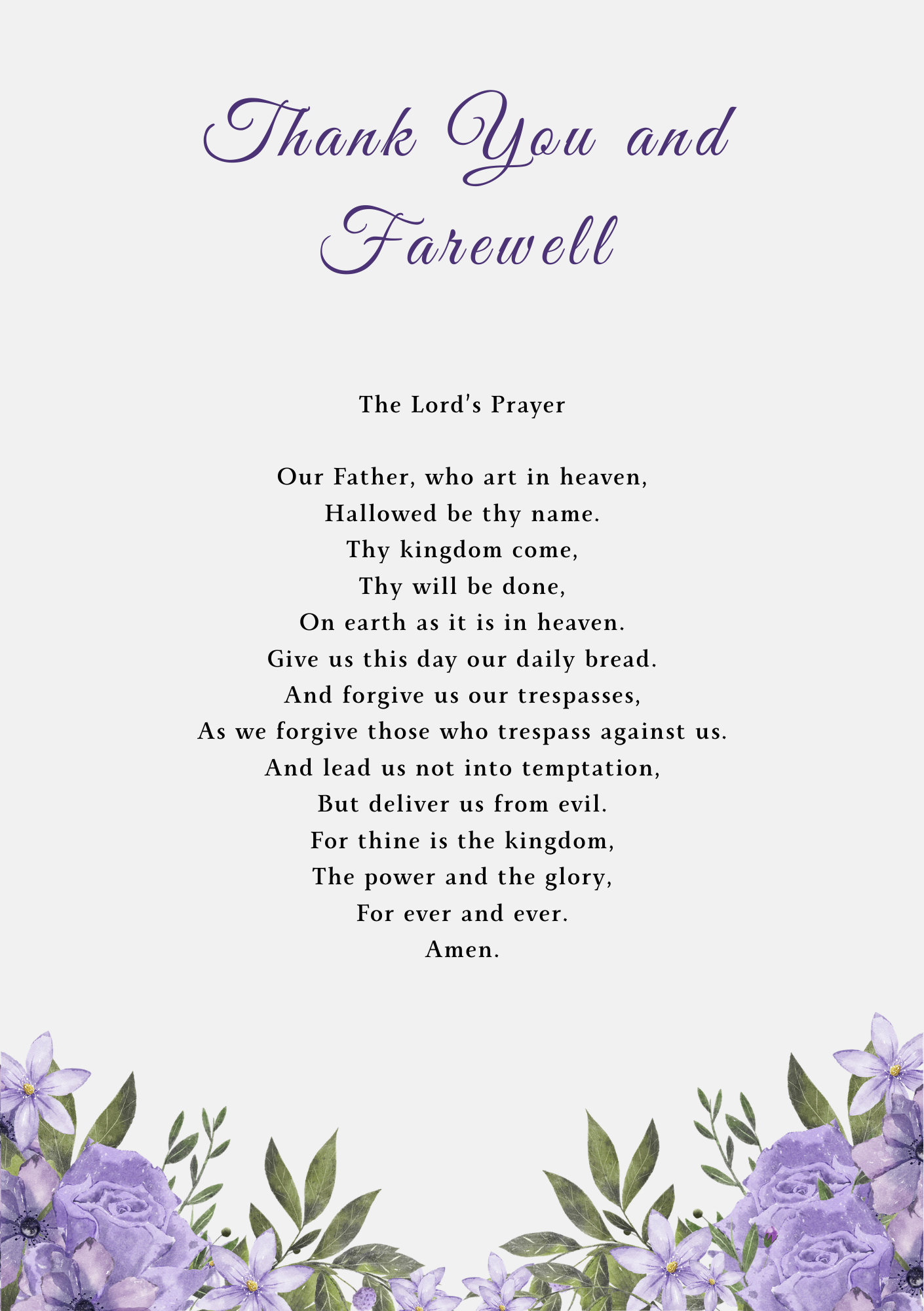 Order of service closing words page